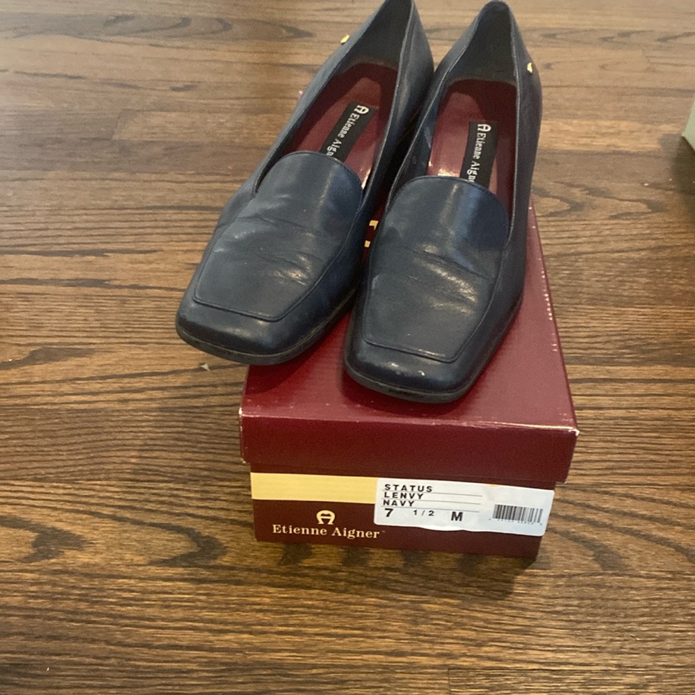 Aigner Navy Blue Block Heel